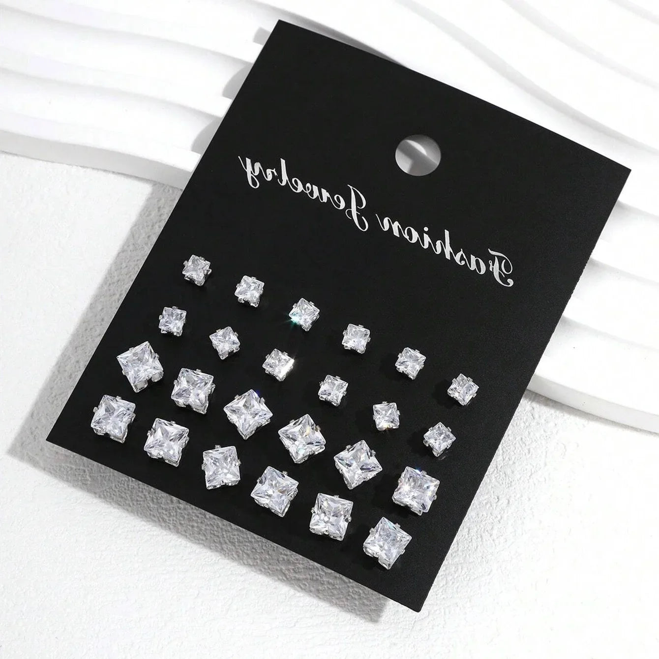 12 Pairs Luxurious Zirconia Earrings Set – Shiny Elegant Simple Stud Jewelry Gift for Parties, Couples & Daily Wear