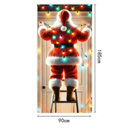 Christmas Fabric Door Banner – Merry Christmas Hanging Background for Photo Booth, Xmas Decor & Photography Props