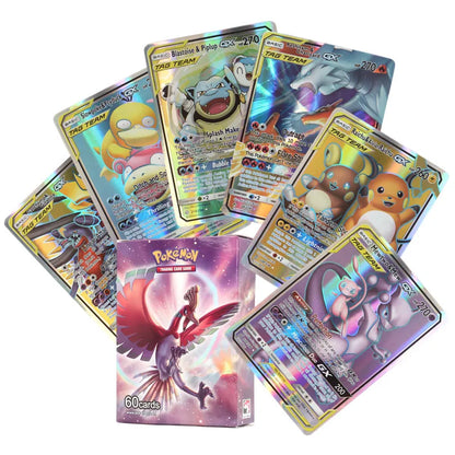 60-100Pcs English Pokemon Cards – Holographic EX, Vstar, Vmax, GX, Charizard, Mewtwo & Evolution Combos