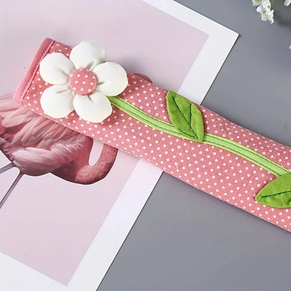 2PCS Handmade Flower Refrigerator Handle Covers – DIY Protective Dust Cover for Fridge & Oven Doors