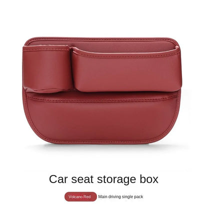 Leather Car Seat Gap Organizer – Multifunctional Crevice Filler with Cup Holder & Side Storage Pocket for Car Interior