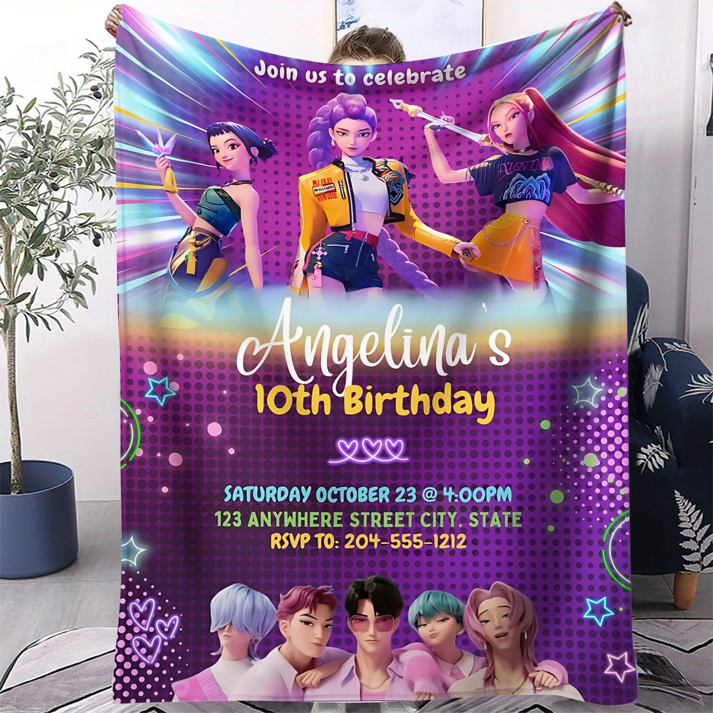 K-Pop Demon Hunter Flannel Blanket — Anime Girl Team Throw — Winter Warm Sofa & Bed Cover Fan Gift