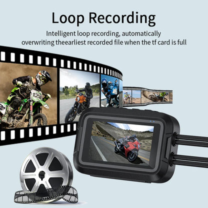 Dual 1080P Motorcycle DVR - Full Body Waterproof Camera with WiFi, GPS, Front and Rear Dash Cam Video Recorder Black Box