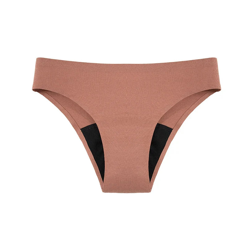 Seamless Cotton Menstrual Panties – 4-Layer Leakproof Fast-Absorption Period Underwear for Teens, Mid-Rise Incontinence Macaron Undies