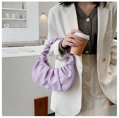 Fashion Pleated Cloud Handbag for Women – PU Leather Shoulder Bag, Casual Armpit Bag & Shopping Tote