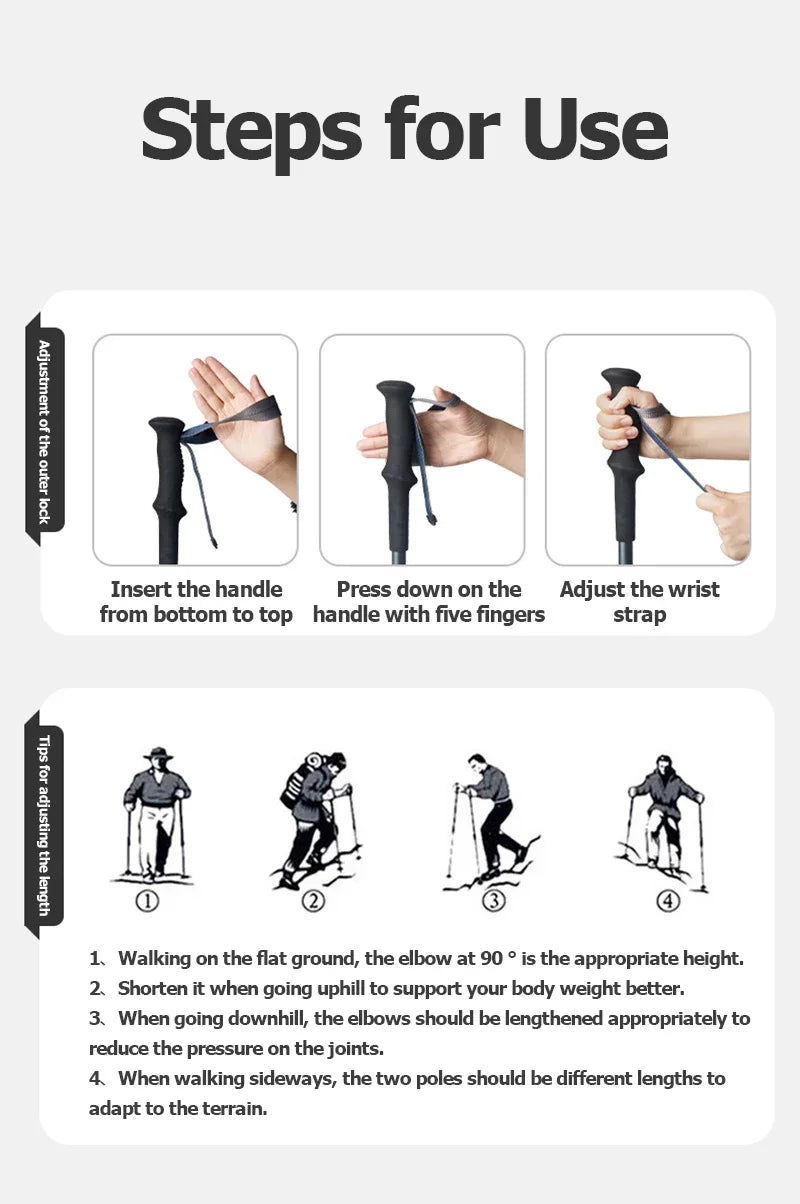 Naturehike Lightweight Trekking Poles – Carbon Fiber & Aluminum Alloy Folding Walking Sticks for Hiking & Climbing