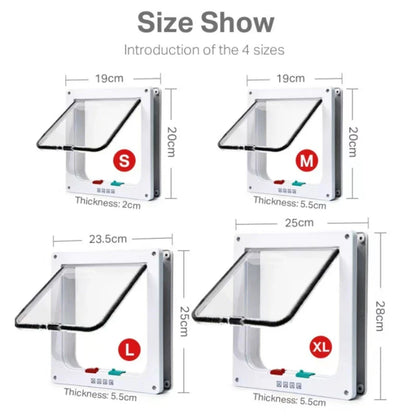 4 Way Security Lock Cat Flap Door: Controllable Switch, Transparent ABS Plastic Gate - Puppy Kitten Safety In&Out Pet Doors Kit