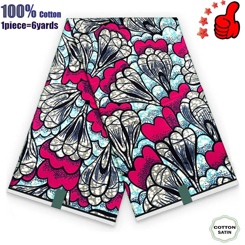African Real Wax Print Fabric - 100% Cotton Ghana Nigeria Style Ankara Batik Sewing Material