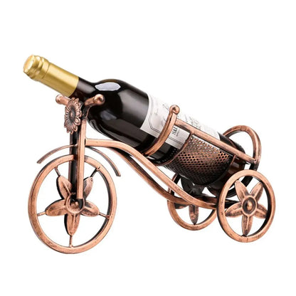 Creative Metal Wine Rack – European Retro Tricycle Bike Design for Wine Display, Storage Organizer Shelf, Kitchen & Home Decor