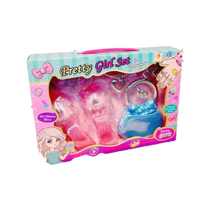 Girls Princess Jewelry Toy Set – Crystal Shoes, Necklace, Crown, Earrings & Bracelet for Role Play
