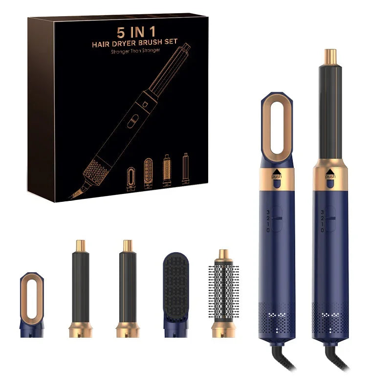 5-in-1 Hair Dryer Comb Set – Professional Hot Air Styler for Curling, Straightening & Volumizing Hair at Home