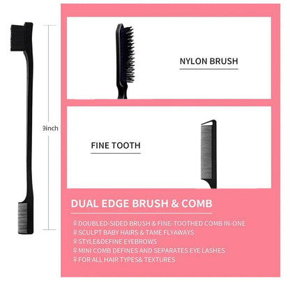 3PCS Double-Sided Edge Control Brush Set – Hair Styling Brushes, Oil-Baked Comb, Styling Partition Comb Accessories