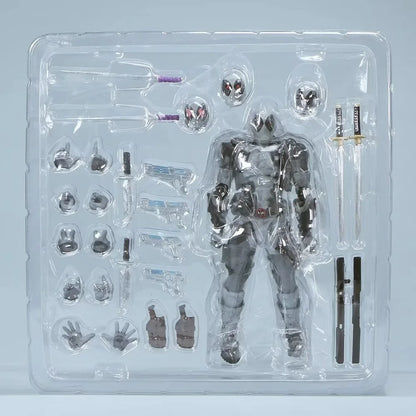 AMAZING YAMAGUCHI Deadpool & Wolverine 2.0 Action Figure – Grey Mutants Joint Movable KAIYODO Model Toy for Kids & Collectors