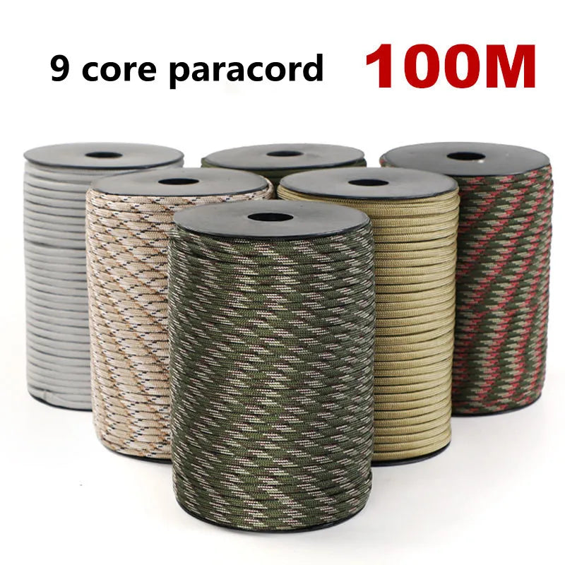 550 Military-Grade 9-Core Paracord Rope - 4mm Outdoor Survival Cord for Camping, Tents & Utility