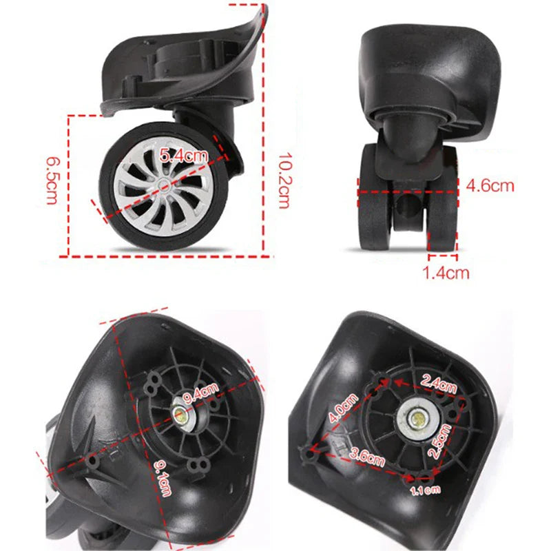 4Pcs Universal 360° Swivel Luggage Wheels - Trolley Wheel Replacement Tools for Suitcases