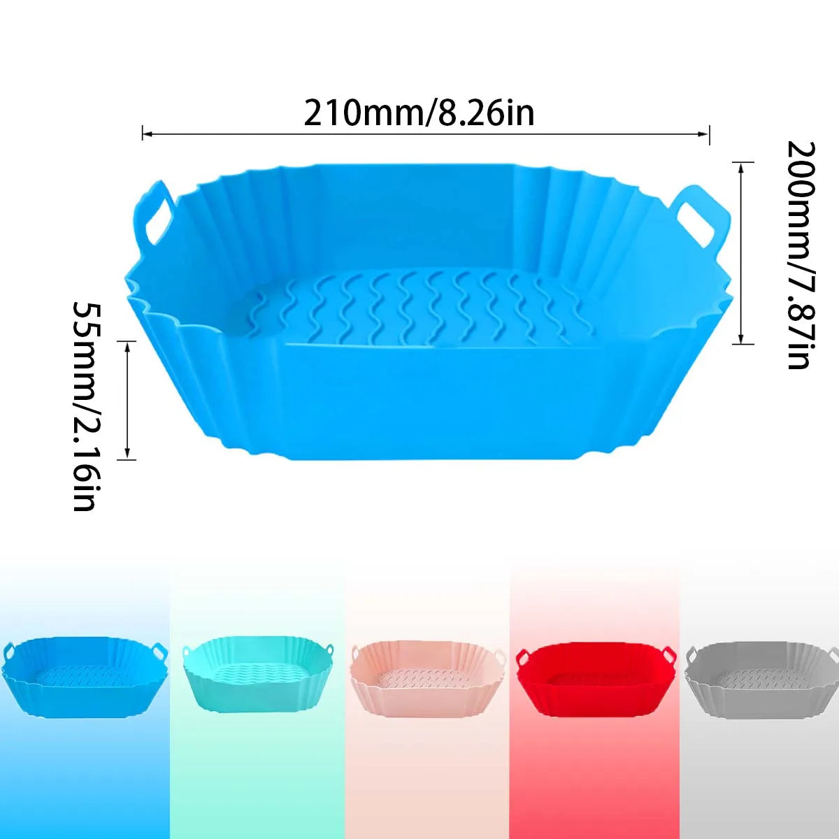 Reusable Silicone Air Fryer Liner Basket with Non-Stick Baking Tray & Pizza Pan for Kitchen Cooking