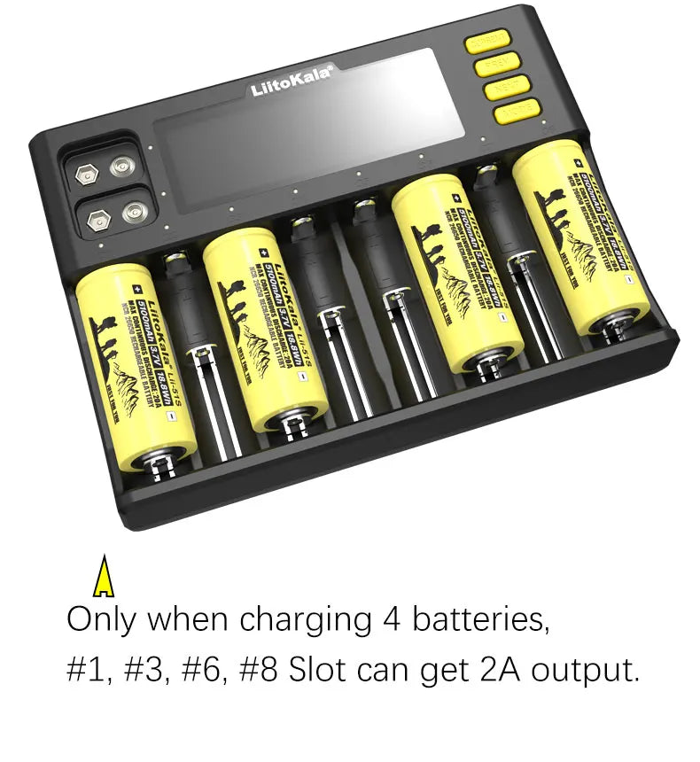 LiitoKala Lii-S8 Lii-S12 CH4 Multi-Function Battery Charger – 18650, 26650, 21700, 26700, AA, AAA Li-ion, NiMH, LiFePO4 Compatible