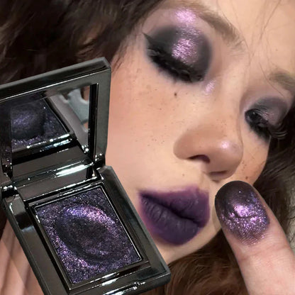 Metallic Glitter Eyeshadow Palette – Sparkling Cream Mousse Shimmer Highlighter in Punk Purple Pearlescent Pigments