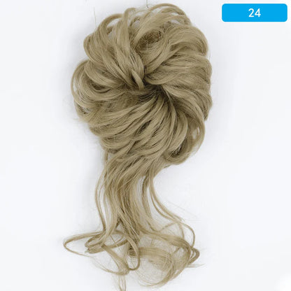 AZQUEEN Messy Bun Hair Extension – Synthetic Curly Wave Chignon Scrunchie, Elastic Band Updo Hairpiece for Women