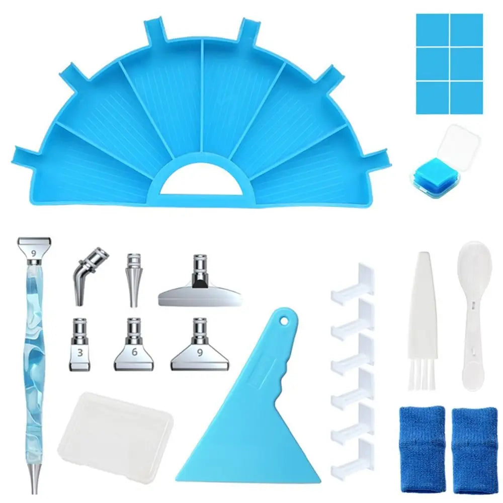 6-Grid Diamond Painting Tray Kit – Large Capacity Drill Plate, Beading Plate, and Cross Stitch Tools with Diamond Painting Pen