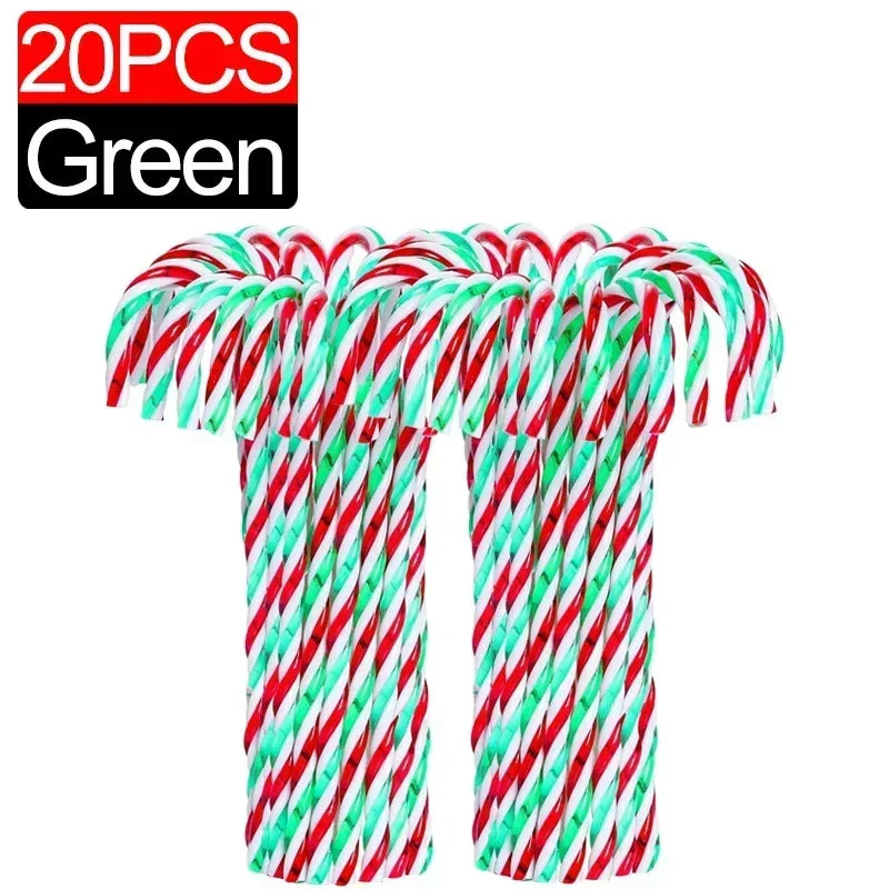 100/10pcs Christmas Candy Cane Ornaments – Plastic Twisted Hanging Decorations for Tree & Party Favors