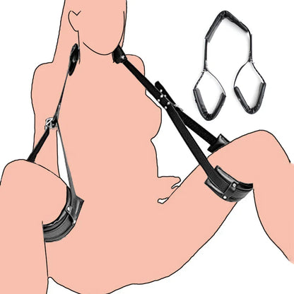 Adjustable BDSM Bondage Set – Handcuffs, Ankle Cuffs & Open Leg Restraints for Couples, Adult Fetish Games for Women