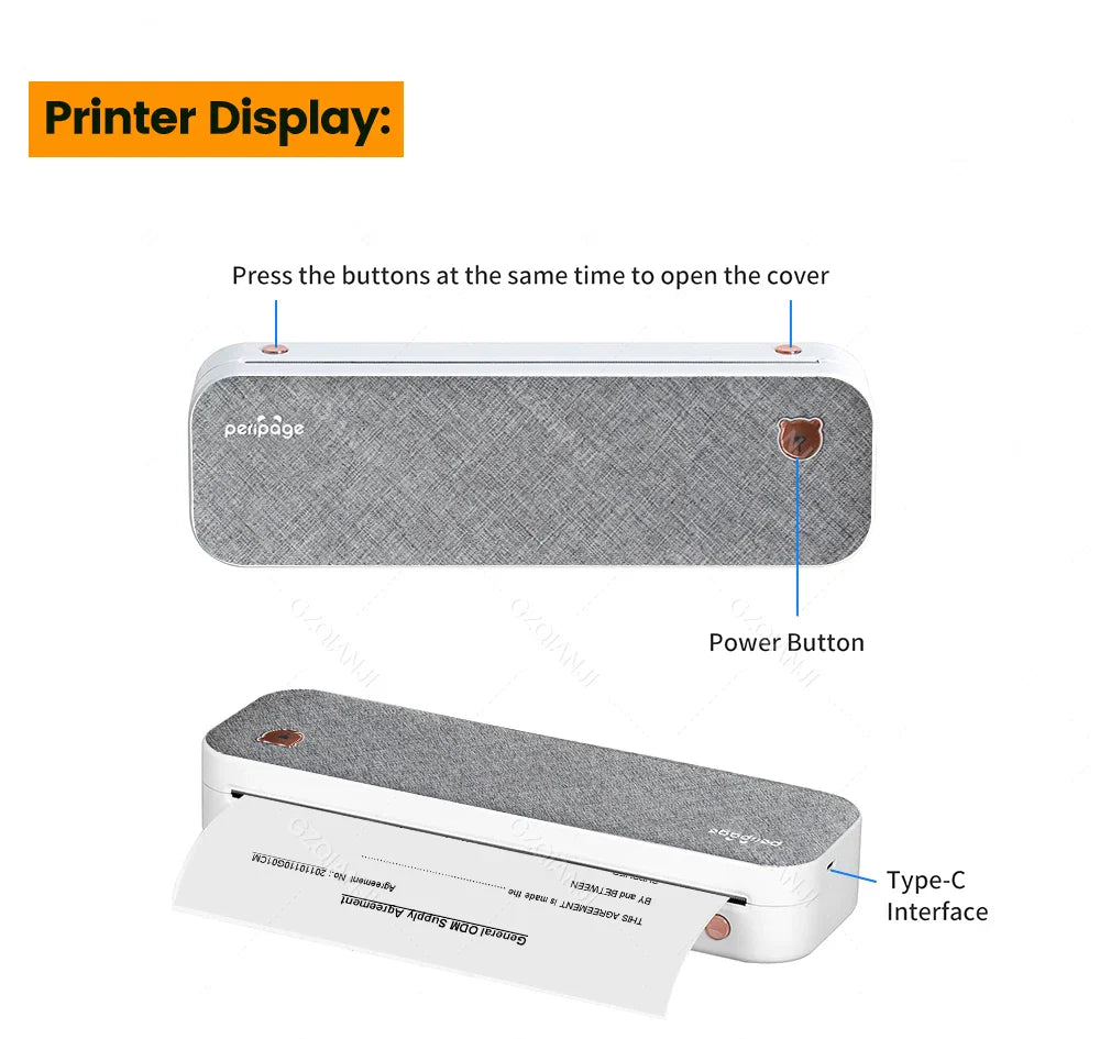 Peripage A40 Thermal Printer – Wireless Bluetooth & USB Mobile Printing Machine for Text, PDF, Tattoo Transfers