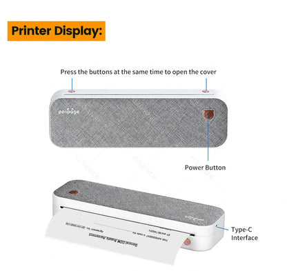 Peripage A40 Thermal Printer – Wireless Bluetooth & USB Mobile Printing Machine for Text, PDF, Tattoo Transfers