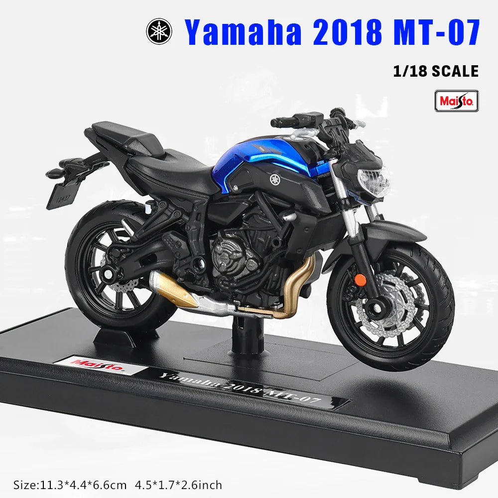 Maisto 1:18 Alloy Motorcycle Model – Yamaha MT-07/MT-10, Ducati, Kawasaki, KTM, Suzuki, BMW