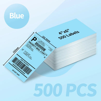 Phomemo 4x6 Thermal Shipping Labels – 500PCS Purple Fanfold Direct Thermal Labels, BPA-Free for Mailing Printer