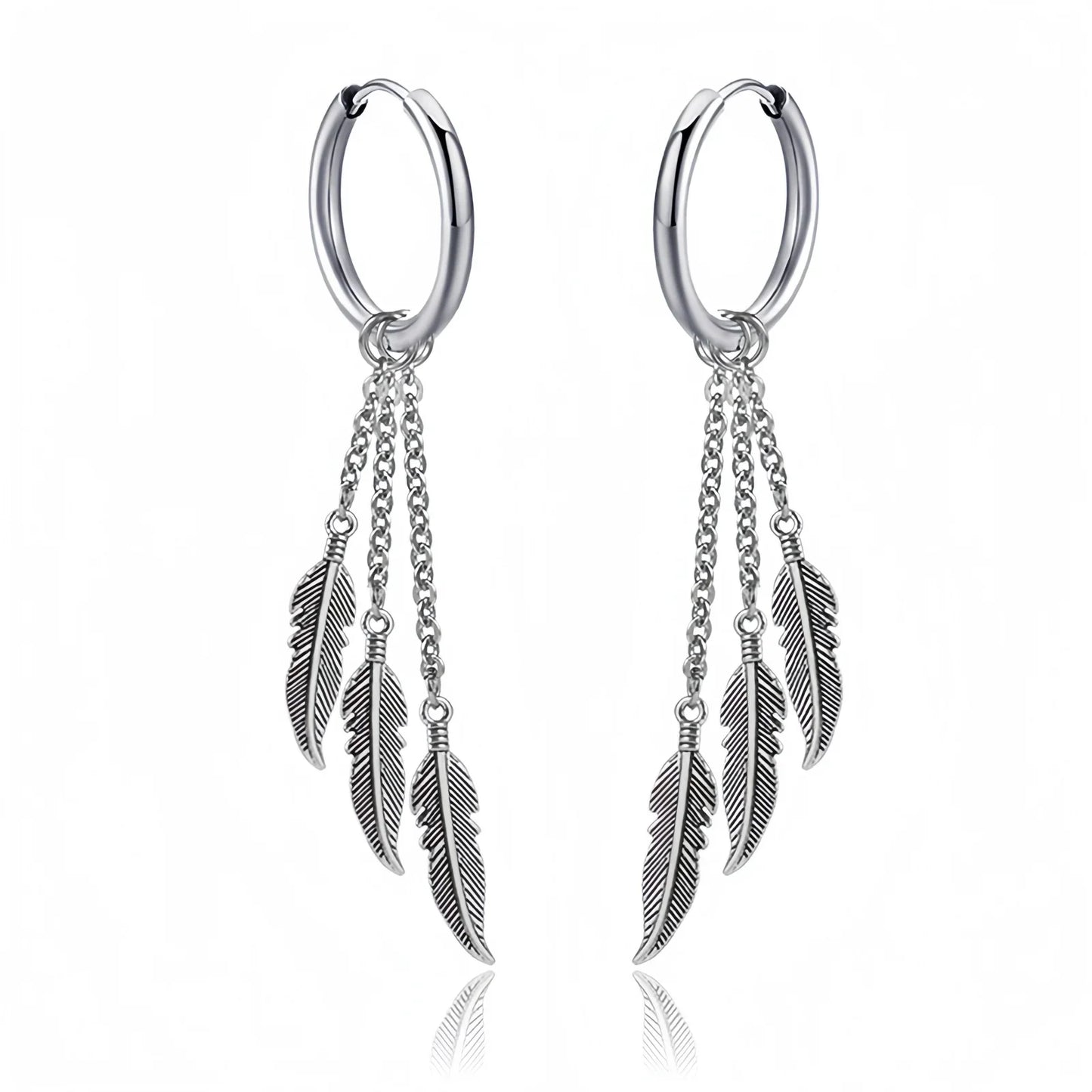 Long Hanging Cross & Leaf Hoop Earrings – Vintage Stainless Steel Hip Hop Unisex Jewelry Accessories