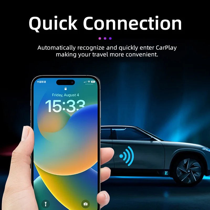 TIMEKNOW Wireless CarPlay Adapter - Convert Wired to Wireless for Apple iPhone, Plug and Play USB Connection Auto Car Dongle