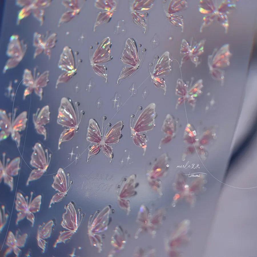 5D Glitter Butterfly Nail Sticker – Kawaii Aurora Nail Art Decal for DIY Manicure & Nail Decorations
