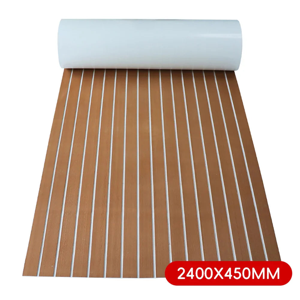 2.4m Self-Adhesive EVA Foam Boat Flooring | Faux Teak Marine Decking Sheet for Yacht, 8 Styles