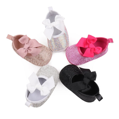 Baby Girls’ Bowknot Shoes - Shiny Diamond Sneakers & Sandals for Newborns and Toddlers