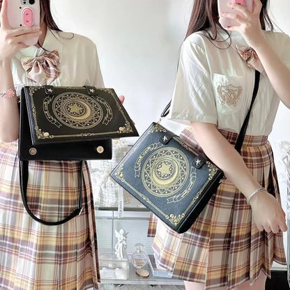 Y2K Korean Gothic Square Black Shoulder Bag - Harajuku Vintage Aesthetic Purses, Luxury Designer Handbag & Messenger Tote for Women