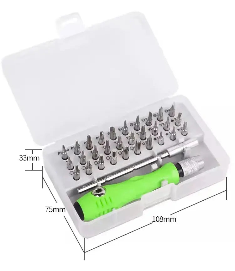 Mini 32-in-1 Precision Screwdriver Set – Magnetic Phillips Bits, Multifunctional Hand Tool Kit for Phone, Watch, Glasses & PC Repair