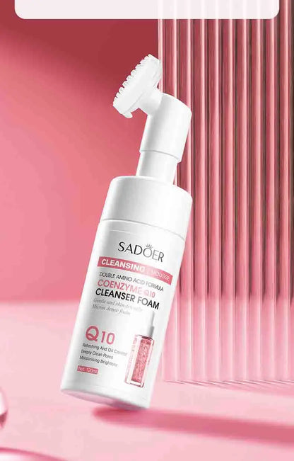SAODER Q10 & Vitamin C Facial Cleanser — Moisturizing Brightening Face Wash Foam for Gentle Skin Cleansing