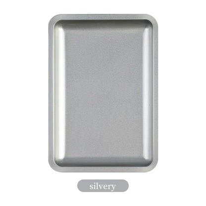 Square Stainless Steel Cosmetic Storage Tray – Nail Art Manicure Plate for Tools & False Nails