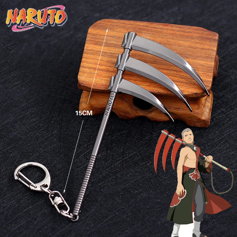 Anime Naruto Weapon Keychain Set – Metal Models of Asuma, Zabuza Sword, Kisame, Hidan, Minato Kunai & Flying Thunder God Cosplay Toys for Boys