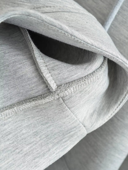 TRAFZA Autumn Women's Gray Jacket – Hooded, Long Sleeve, Zipper Coat with Big Pockets, Loose Casual Outerwear Tops
