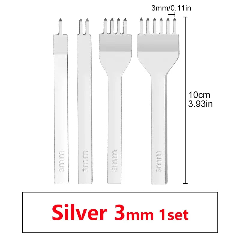 Fenrry Leather Spacing Punch Set – 3/4/5/6mm Lacing & Stitching Hole Punch Tools with 1/2/4/6 Prongs for DIY Leathercraft