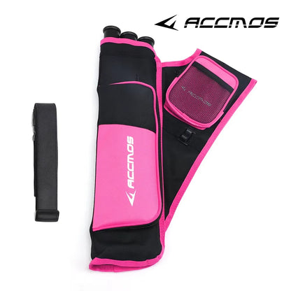 ACCMOS 3-Tube Arrow Quiver Pouch with Adjustable Belt — Recurve & Compound Bow Quiver for Hunting & Target Shooting