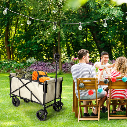 Wisfor Heavy Duty Foldable Wagon Cart — 440 Lbs Capacity, Adjustable Handle for Camping, Shopping & Beach