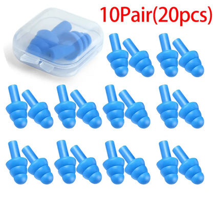 20/1Pair Silicone Earplugs — Noise Cancelling, Reusable, Waterproof Sleeping & Swimming Ear Plugs with Case