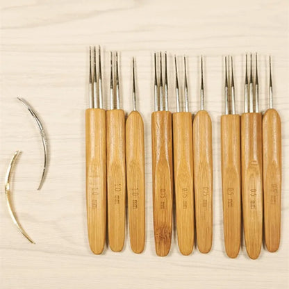 1Pcs/Lot Dreadlock Needle - 1-2 Hook and 1-3 Hooks Style - 0.5mm and 0.75mm - Natural Bamboo Hair Weaving Tool for Braids and Dreadlocks