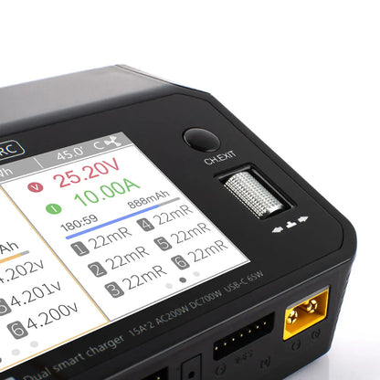 NEW ToolkitRC M6DAC Dual Channel Smart LiPo Battery Charger – 200W AC, 350W DC, 15A for 1-6S LiHV with 65W PD