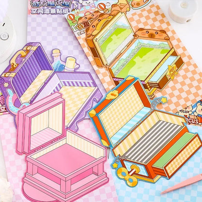 DIY Plus Size 3D Treasure Box World Landscape Stickers - Pocket Cabin Scene | Creative Gift for Kids