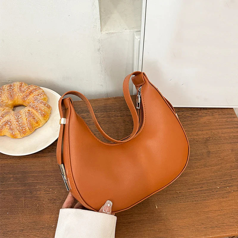 Fashion PU Leather Underarm Bag for Women – Trendy Clutch Handbag, Single Shoulder, Simple Hobo Tote
