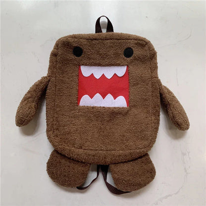 Kawaii Domo Kun Plush School Backpack – Anime Cartoon Bag for Kids & Adults
